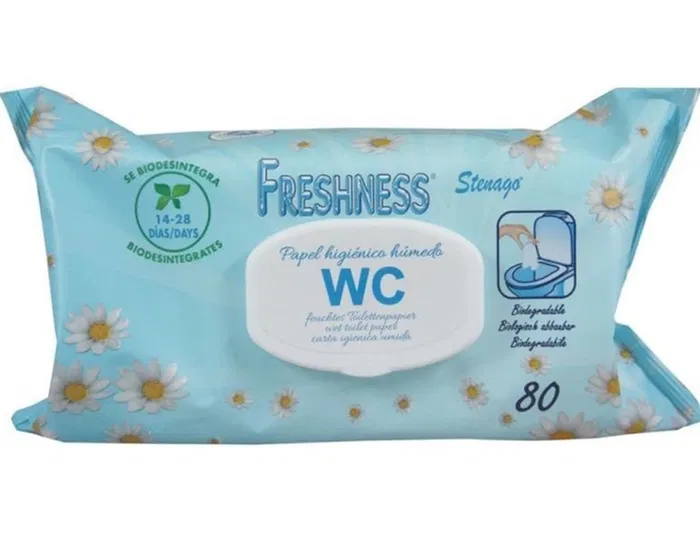 Freshness Papel Higienico Humedo con Frescor e Higiene, Paquete con Tapa de 80 Unidades