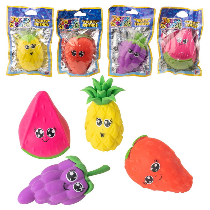HTI Fruity Friends Exp. 12 Uds Frutas estrujables elásticos surtidos fresa piña mora sandia +3 años HTI Fruity Friends Exp. 12 Uds Frutas estrujables elásticos surtidos fresa piña mora sandia +3 años