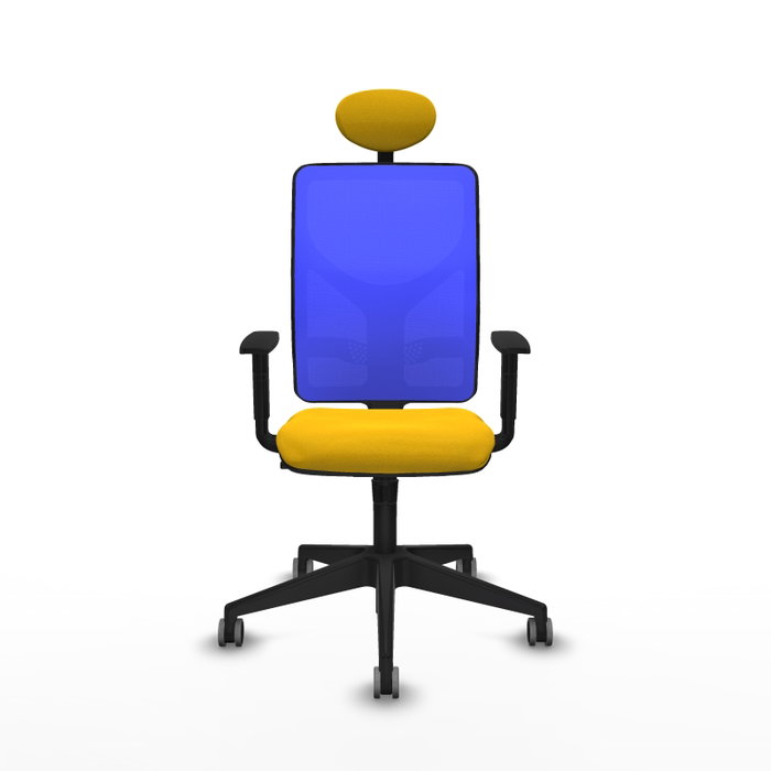 PIQUERAS Y CRESPO Silla de oficina Motilla con Mecanismo Sincro, Amarillo y Azul