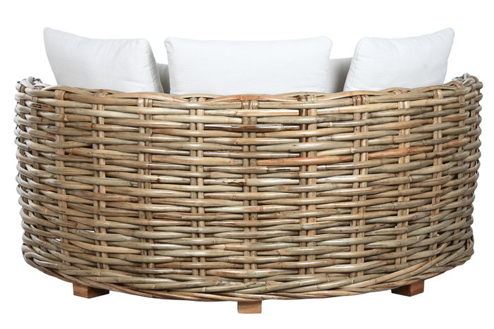 DKD Home Decor Cama Chill Out de Ratán con Colchón y 5 Cojines