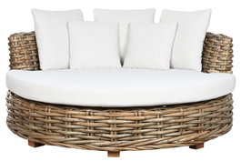 DKD Home Decor Cama Chill Out de Ratán con Colchón y 5 Cojines