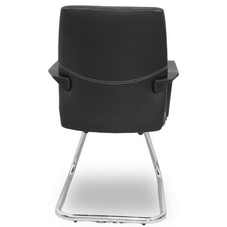Piqueras Y Crespo Silla Opti520 520PACRSP840, Sillón Confidente, Respaldo Medio Tapizado en Similpiel Negro, Brazos Fijos, Para Uso Moderado 4-6h, Soporta 120 kg