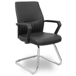 Piqueras Y Crespo Silla Opti520 520PACRSP840, Sillón Confidente, Respaldo Medio Tapizado en Similpiel Negro, Brazos Fijos, Para Uso Moderado 4-6h, Soporta 120 kg