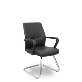 Piqueras Y Crespo Silla Opti520 520PACRSP840, Sillón Confidente, Respaldo Medio Tapizado en Similpiel Negro, Brazos Fijos, Para Uso Moderado 4-6h, Soporta 120 kg