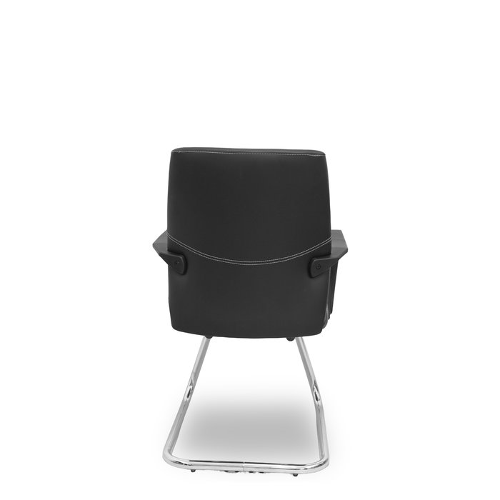 Silla Opti520 confidente tapizada con Similpiel color Negro. Brazos fijos.