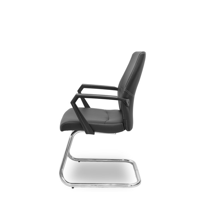 Silla Opti520 confidente tapizada con Similpiel color Negro. Brazos fijos.