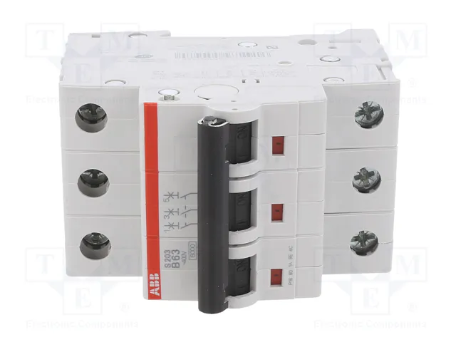 ABB S200 Interruptor magnetotérmico 3 polos 63A 6kA ABB S200 Interruptor magnetotérmico 3 polos 63A 6kA