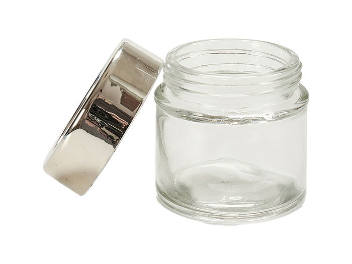 Vivalto Bote Redondo Cristal Transparente Tapa Vidrio Plástico 80 ml 6.2x6.2x6.2 cm (Set de 48)