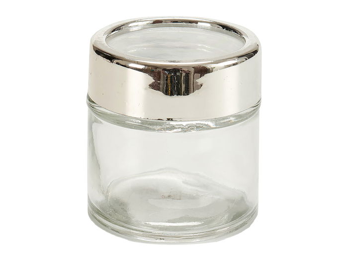 Vivalto Bote Redondo Cristal Transparente Tapa Vidrio Plástico 80 ml 6.2x6.2x6.2 cm (Set de 48)