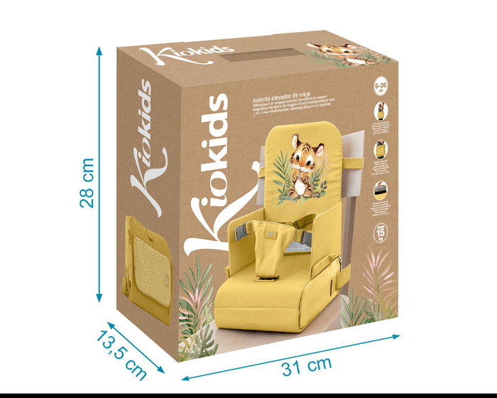 KioKids Trona de Viaje Plegable para Bebé con Diseño de Tigre - Mostaza - Little Sauvages