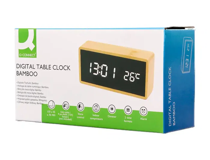 Q-connect Reloj Digital Sobremesa con Temperatura y 3 Alarmas 150x45x70mm Q-connect Reloj Digital Sobremesa con Temperatura y 3 Alarmas 150x45x70mm