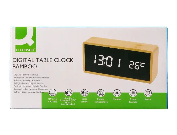 Q-connect Reloj Digital Sobremesa con Temperatura y 3 Alarmas 150x45x70mm Q-connect Reloj Digital Sobremesa con Temperatura y 3 Alarmas 150x45x70mm