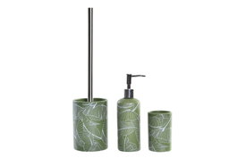 DKD Home Decor Set de Baño 3 Piezas Dolomite Hoja Verde