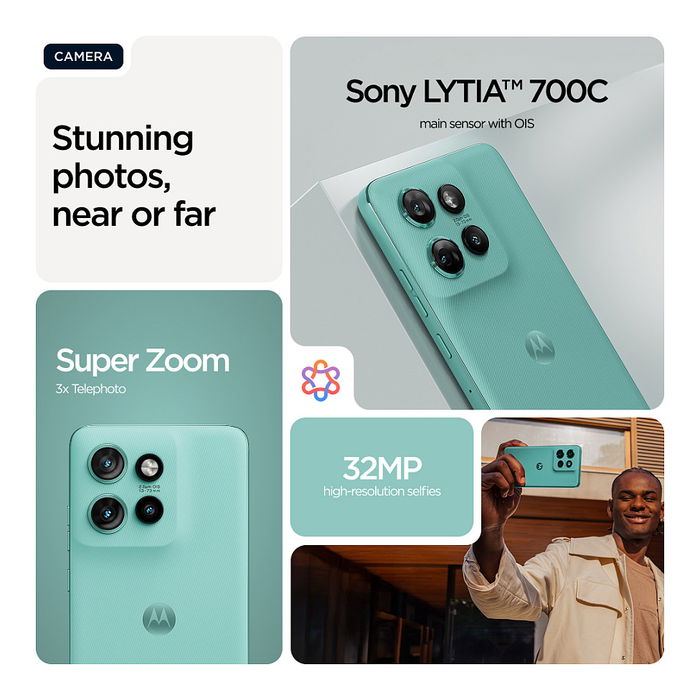 Motorola Edge 60 Neo - Smartphone 5G 256GB/12GB RAM, Pantalla P-OLED 6.36" 120Hz, Cámara Triple 50MP Sony LYTIA, Batería 5000 mAh, Android 15, Color Turquesa PANTONE Frostbite Motorola Edge 60 Neo - Smartphone 5G 256GB/12GB RAM, Pantalla P-OLED 6.36" 120Hz, Cámara Triple 50MP Sony LYTIA, Batería 5000 mAh, Android 15, Color Turquesa PANTONE Frostbite