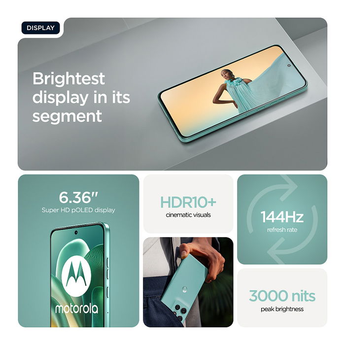 Motorola Edge 60 Neo - Smartphone 5G 256GB/12GB RAM, Pantalla P-OLED 6.36" 120Hz, Cámara Triple 50MP Sony LYTIA, Batería 5000 mAh, Android 15, Color Turquesa PANTONE Frostbite Motorola Edge 60 Neo - Smartphone 5G 256GB/12GB RAM, Pantalla P-OLED 6.36" 120Hz, Cámara Triple 50MP Sony LYTIA, Batería 5000 mAh, Android 15, Color Turquesa PANTONE Frostbite