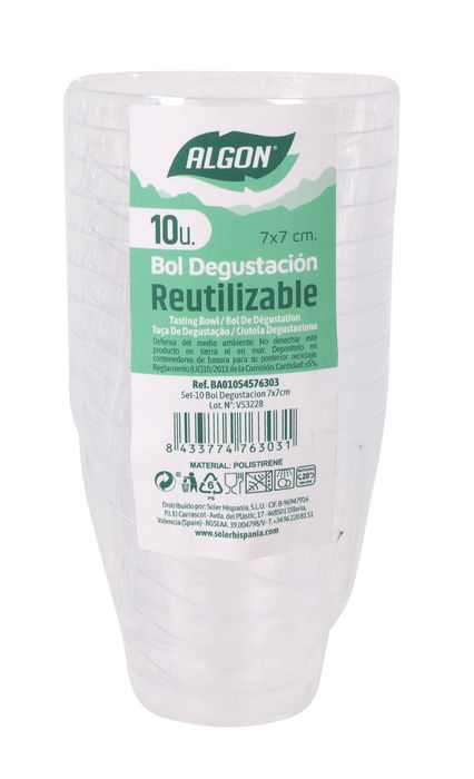 Algon Set de 10 Boles de Degustación, Diámetro 7 cm, Altura 13.5 cm - Para Muestras o Postres (24 Cajas)