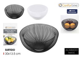 Confortime Cesta Frutero Metal 29.4 cm Ancho x 13.8 cm Alto x 29.6 cm Largo (6 Unidades)