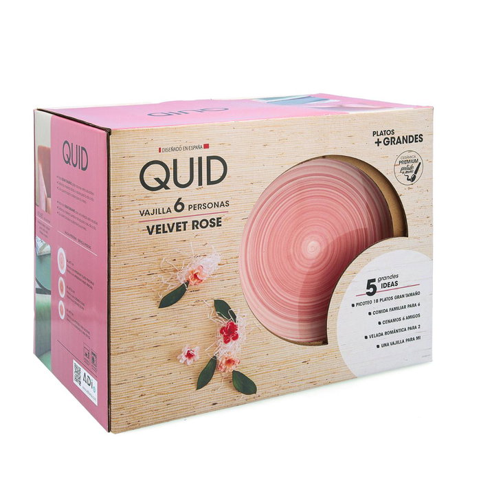 Quid Vajilla de Porcelana Rose Velvet Neo de 18 Piezas en Rosa Quid Vajilla de Porcelana Rose Velvet Neo de 18 Piezas en Rosa
