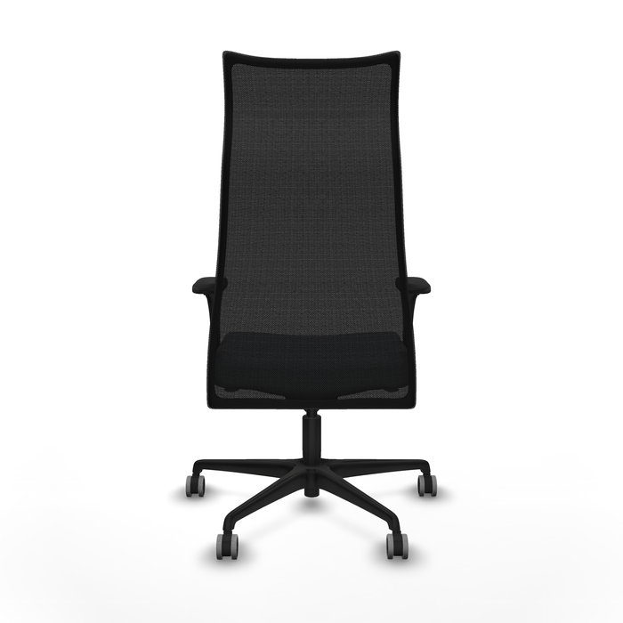 Sillón Albacete con mecanismo Sincro tapizada con Tela color Gris y malla color Negro. Equipado con Base nailon negra, Brazos 1D y Ruedas 65 mm parqué