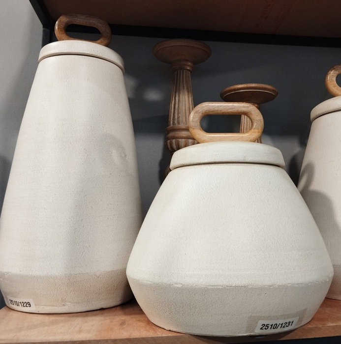 DKD Home Decor Tibor Terra Cotta Mango 25x25x28 Natural Blanco
