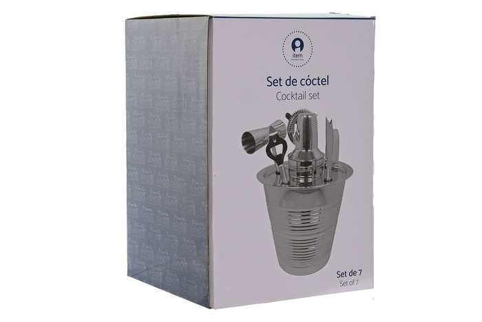 DKD Home Decor Set de Cóctel 7 Piezas Inox Grabado Plateado