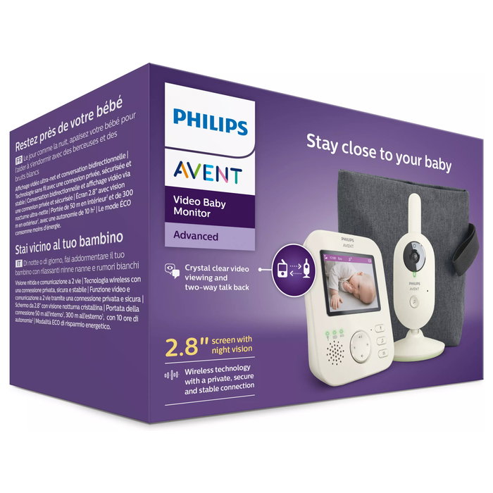 Philips Avent Vigilabebés SCD882/26 con Vídeo Digital, Pantalla LCD 2.8 pulgadas