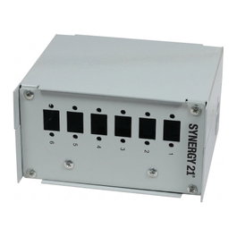 Synergy21 LWL-Patchpanel para carril DIN, 6xLC-Duplex/SC-Simplex, Gris claro