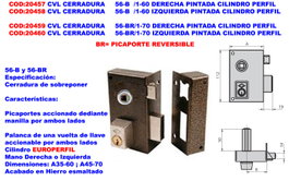 Cerradura de perfil 56-BR/1-70 Izquierda Pintada con Cilindro