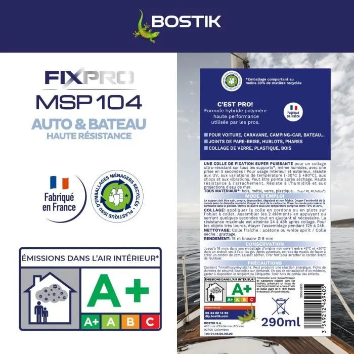 Bostik MSP 104 Sellador Adhesivo para Automoción y Náutica, Resistente a la Intemperie y Agua de Mar, Negro, 290 ml Bostik MSP 104 Sellador Adhesivo para Automoción y Náutica, Resistente a la Intemperie y Agua de Mar, Negro, 290 ml