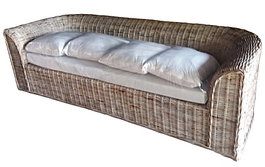 DKD Home Decor Fibre outdoor 23 Sofá Natural Marrón Ratán 88 x 69 x 174 cm con Cojines Algodón Hecho a Mano