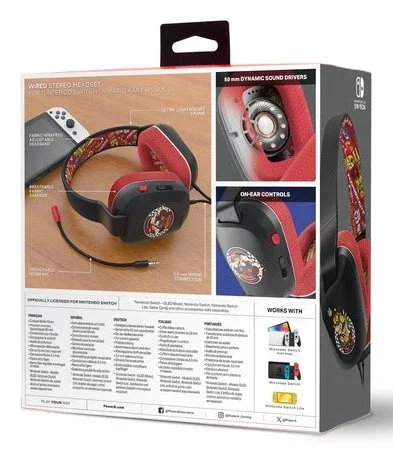 PowerA Auriculares Estéreo con Cable Mario Kart para Nintendo Switch, Negro y Rojo PowerA Auriculares Estéreo con Cable Mario Kart para Nintendo Switch, Negro y Rojo