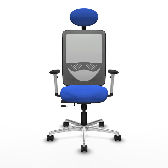 PIQUERAS Y CRESPO Silla de oficina Zulema con mecanismo Sincro/Traslack, Tela Azul y Malla Gris