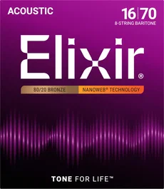 Elixir Juego Acústica Nanoweb 80/20 Bronze 8St Baritono 16-70
