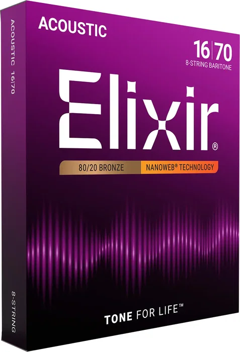 Elixir Juego Acústica Nanoweb 80/20 Bronze 8St Baritono 16-70