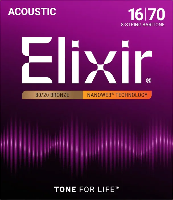 Elixir Juego Acústica Nanoweb 80/20 Bronze 8St Baritono 16-70