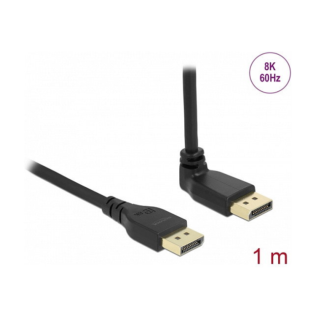 DeLOCK Cable DisplayPort 8K 60 Hz 1 m con conector en ángulo de 90° DeLOCK Cable DisplayPort 8K 60 Hz 1 m con conector en ángulo de 90°