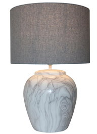 DKD Home Decor Lámpara de sobremesa de cerámica y poliéster Blanco y Gris