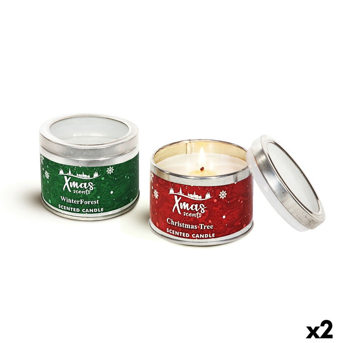 DKD Home Decor Set de 2 Velas de Cera de Parafina y Cristal, Rojo y Verde
