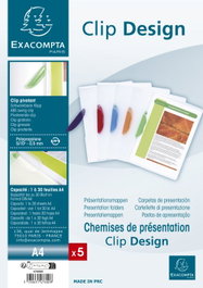 EXACOMPTA Paquete de 25 carpetas con clip giratorio A4 Clip-Design transparente