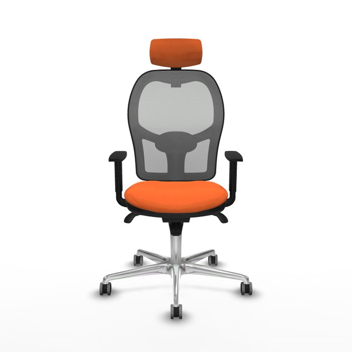 PIQUERAS Y CRESPO Silla de oficina Jorquera con mecanismo Sincro, Tela Naranja y Malla Gris