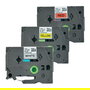 Brother TZE31M3 TZe Cinta de Etiquetas Laminada 12 mm x 8 m - Pack 3 Unidades (Blanco/Negro, Rojo/Negro, Amarillo/Negro)