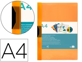 Liderpapel Carpeta Dossier con Pinza Deslizante Naranja DIN A4