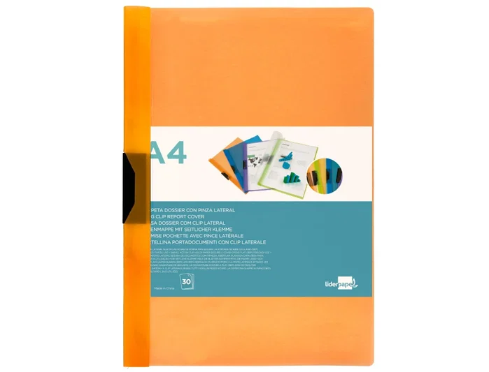 Liderpapel Carpeta Dossier con Pinza Deslizante Naranja DIN A4
