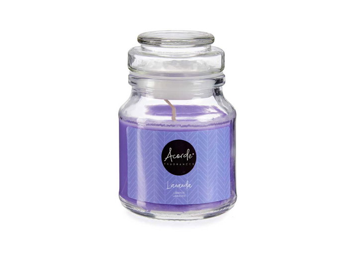 Acorde Vela Tapa Vidrio Lavanda 28H 7x7x10 cm (Set de 12)