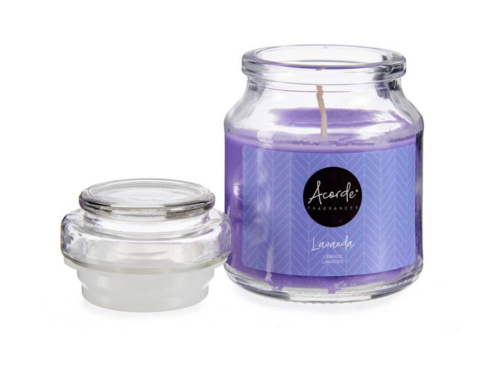 Acorde Vela Tapa Vidrio Lavanda 28H 7x7x10 cm (Set de 12)
