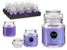 Acorde Vela Tapa Vidrio Lavanda 28H 7x7x10 cm (Set de 12)