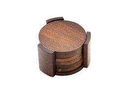 DKD Home Decor Set de 6 Posavasos de Acacia Natural 11x11x7 cm