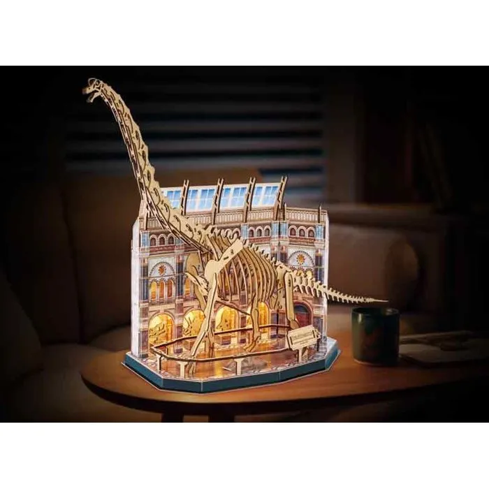 Revell REV4009803006192 Rompecabezas 3D de Madera Tiny Adventures - Museo Natural Brachiosaurio con LED