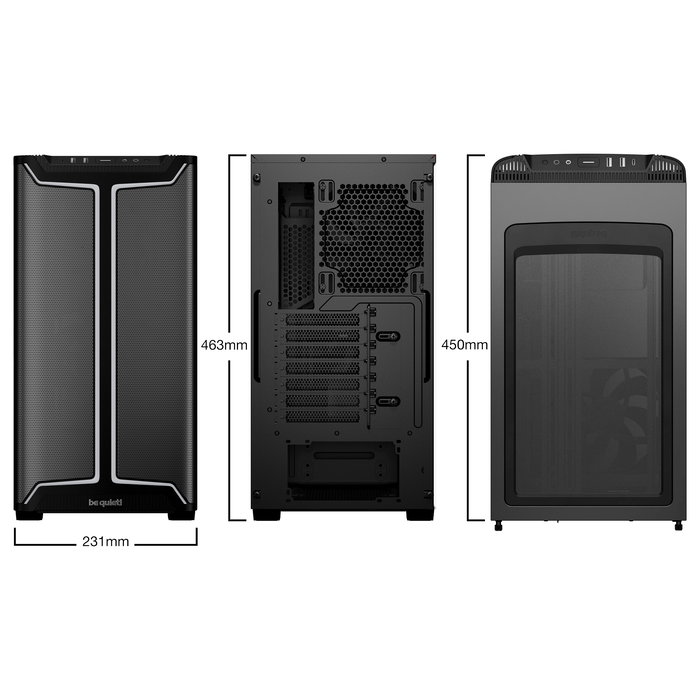 be quiet! Pure Base 501 DX Black - Caja Torre Midi PC ATX Negro con Ventana Lateral, Iluminación RGB Frontal, 3 Ventiladores Silent Wings y Filtros Antipolvo