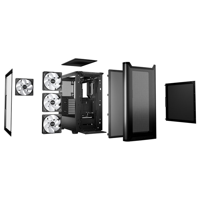 be quiet! Pure Base 501 DX Black - Caja Torre Midi PC ATX Negro con Ventana Lateral, Iluminación RGB Frontal, 3 Ventiladores Silent Wings y Filtros Antipolvo